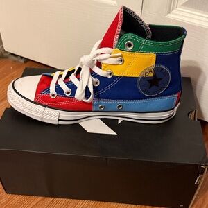 Converse High Top Colorblock Sneaker in Red, Blue, Yellow, Green, Light Blue
